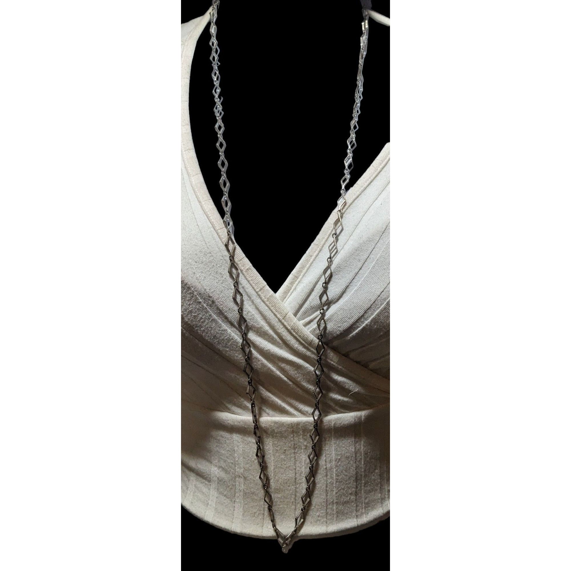 Other Vintage Silver Diamond Link Chain Necklace Size ONE SIZE - 3 Thumbnail