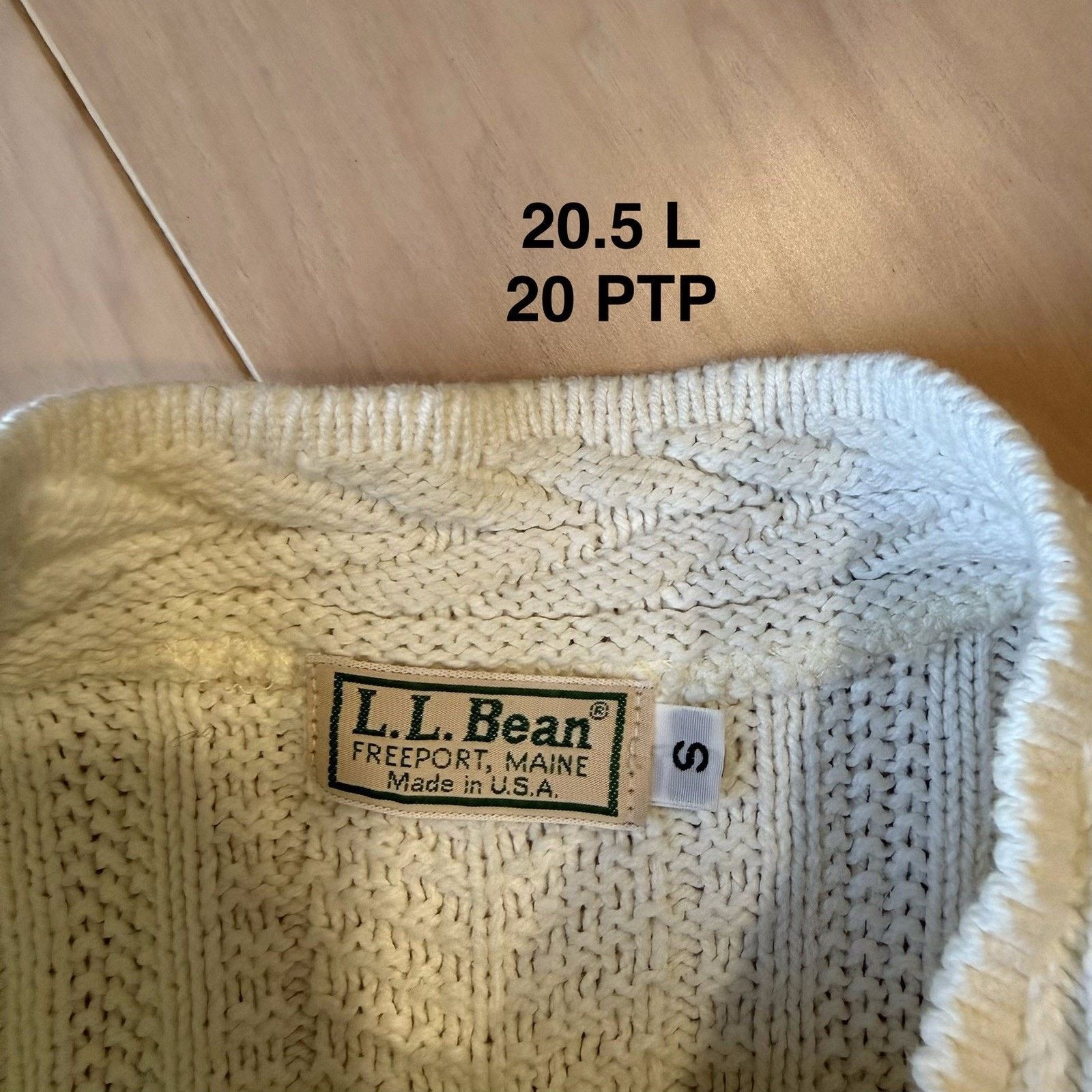 L.L. Bean Vintage LL Bean Cardigan Women's Small White Cable Knit Size S / US 4 / IT 40 - 7 Thumbnail