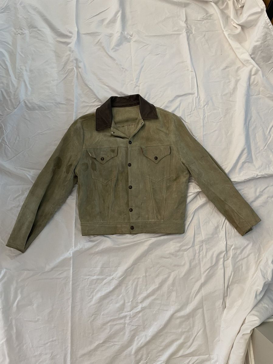 Image of Levis x Levis Vintage Clothing Authentic Vintage Big E Suède Jacket in Tan, Men's (Size Small)