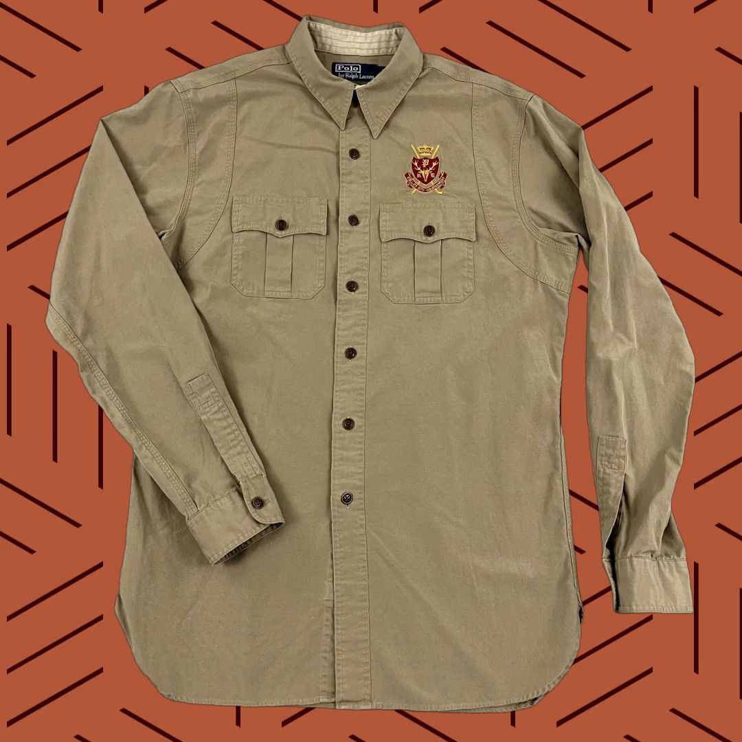 Polo Ralph Lauren POLO RALPH LAUREN Shirt Mens Medium Brown Embroidered 67th Tournament Button Up Size US M / EU 48-50 / 2 - 1 Thumbnail