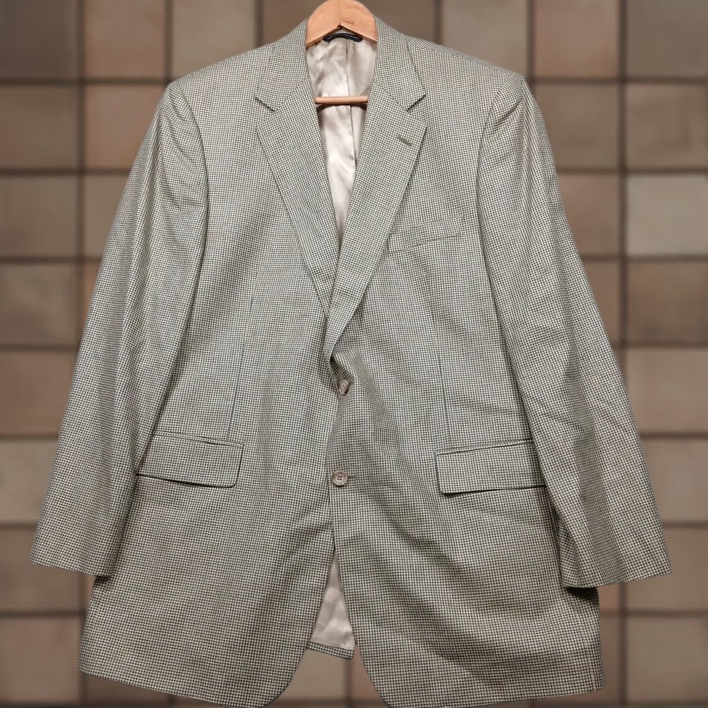 Brooks Brothers Brooks Brothers Blazer Men's 44L Beige Houndstooth Two Button Wool Sport Coat Size 44R - 1 Thumbnail