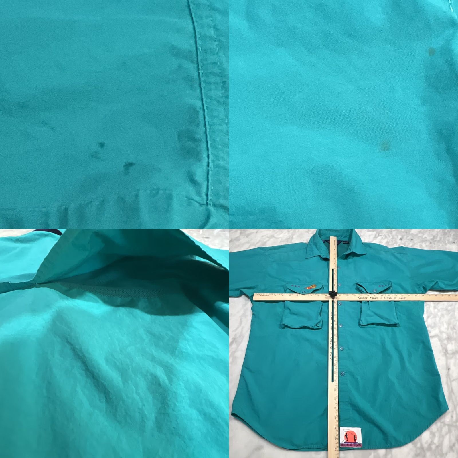 AQUA Columbia Bonefish Flats Shirt Men’s Large Vented Radial Sleeves Pockets Aqua Size US L / EU 52-54 / 3 - 8 Thumbnail