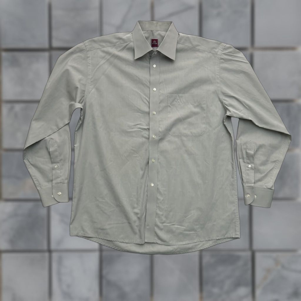 Eton Eton Shirt Mens XL Gray Solid Spread Collar Dress Button Up Size 42R - 1 Thumbnail