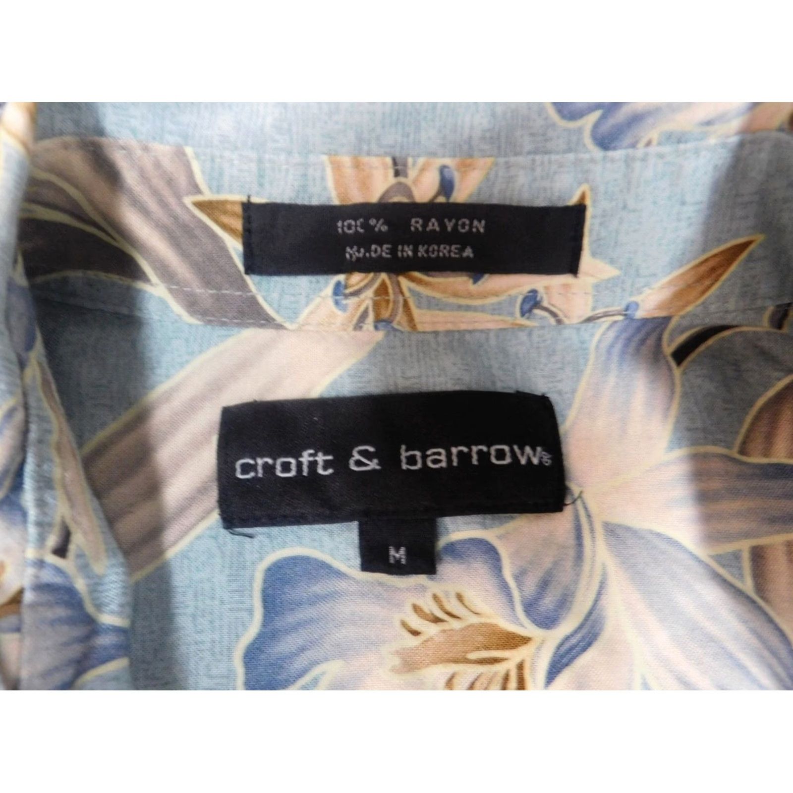 Croft & Barrow Croft & Barrow Mens Shirt Medium Green Floral Button-Down Rayon Hawaiian Short Sleeve Regular Collar Size US M / EU 48-50 / 2 - 5 Thumbnail