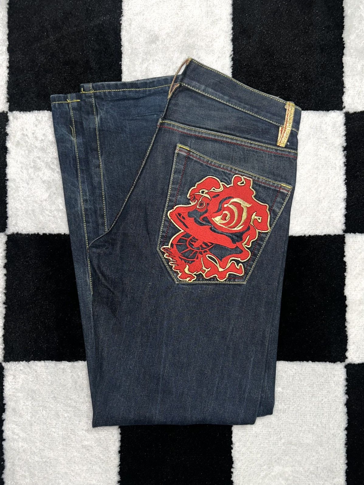 Japanese Brand Y2K Japanese Embroidered Jeans Size US 32 / EU 48 - 1 Thumbnail