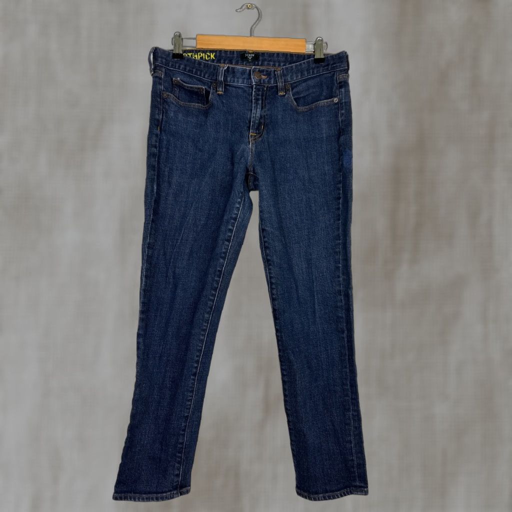 J.Crew J.CREW Jeans Womens 32x27 Toothpick Dark Wash Blue Denim Mid Rise Stretch Size 24" / US 00 / IT 34 - 1 Thumbnail