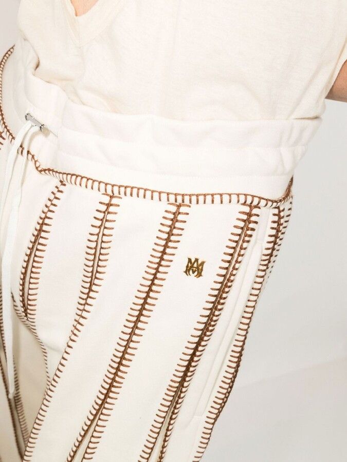 Amiri o1gr1nt0824 Stitch Track Flare in Alabaster Size US 32 / EU 48 - 5 Thumbnail