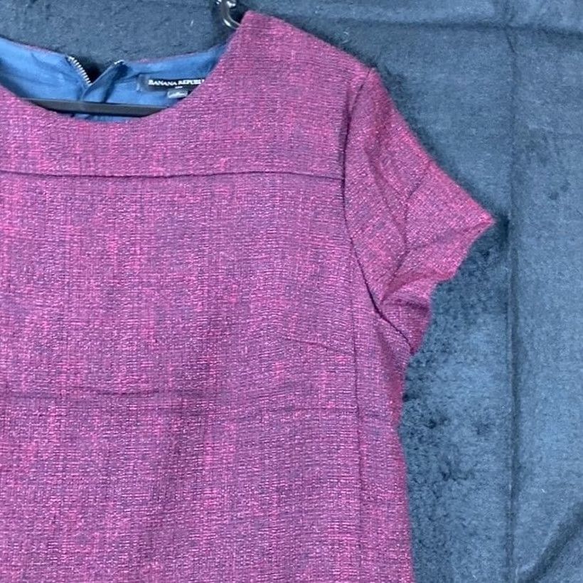 Banana Republic Banana Republic Womens Dress Red Tweed Short Sleeve Back Zip Stretch Small Dress Size 28" / US 6 / IT 42 - 5 Thumbnail