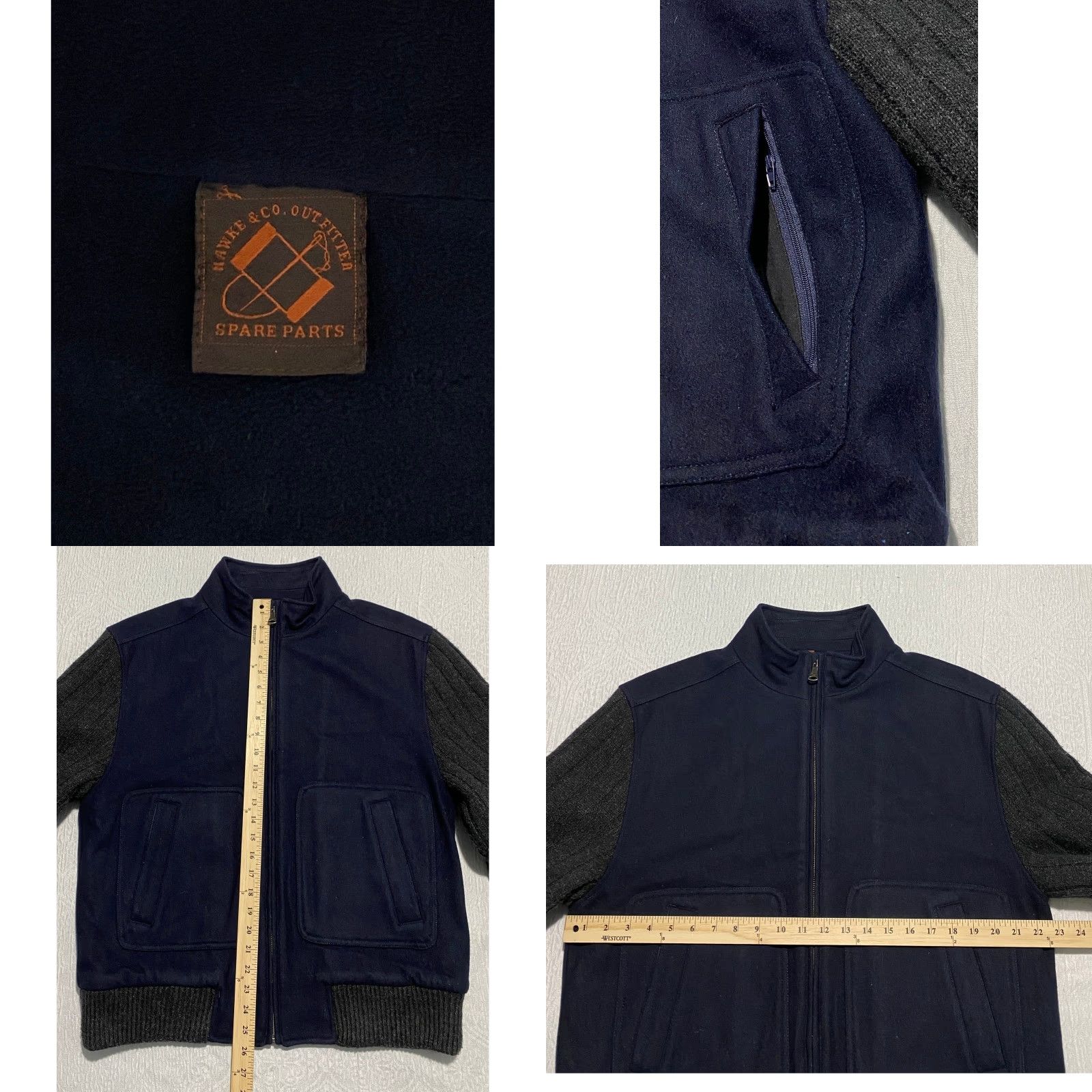 Vintage Hawke & Co Outfitter Bomber Jacket Wool Blend Full Zip Blue M Men Size M Size US M / EU 48-50 / 2 - 8 Thumbnail