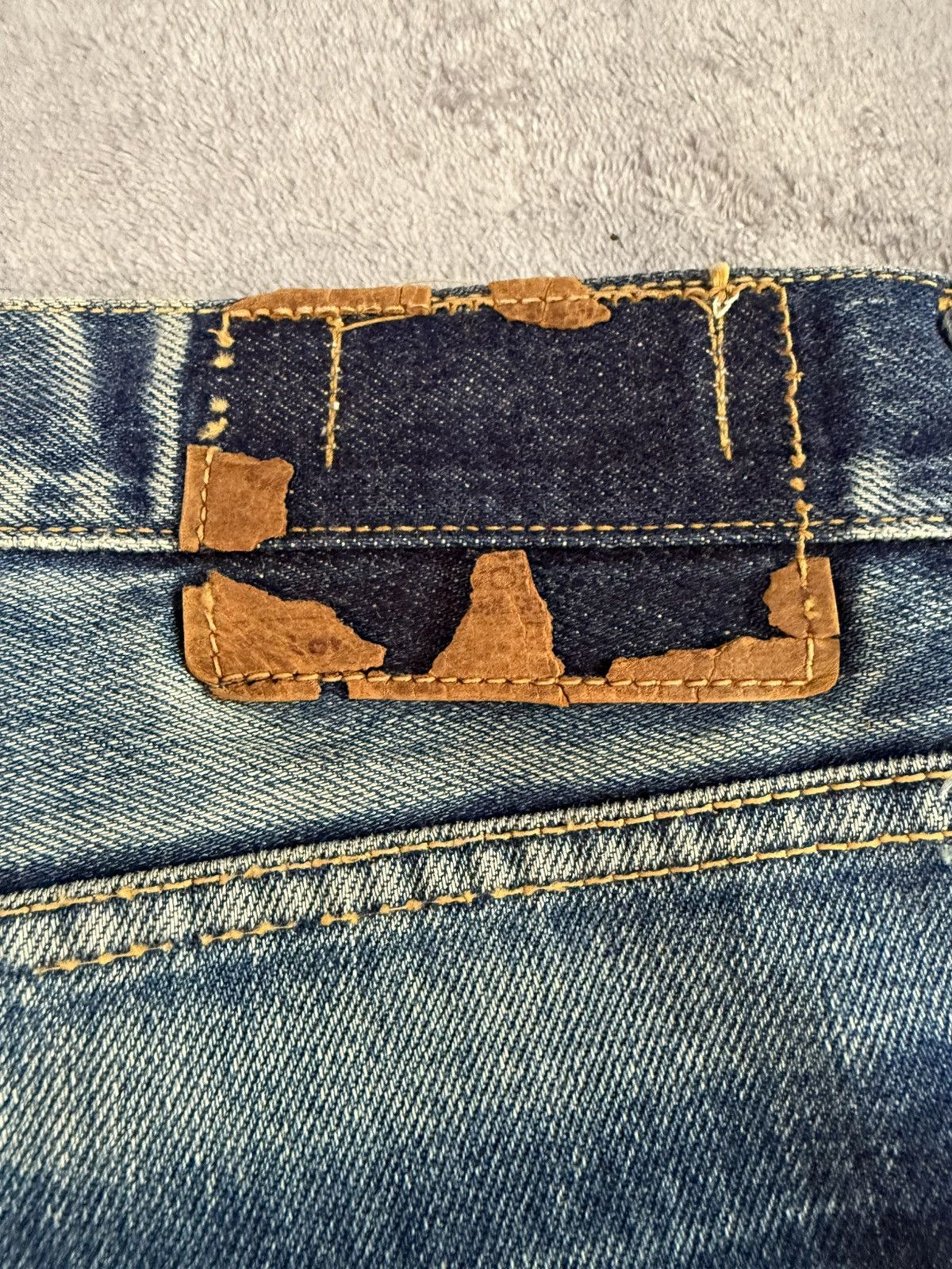 Big John × Vintage 70s Big John Talon Zipper Aging Distressed Mud Flared Jeans Size US 32 / EU 48 - 19 Thumbnail