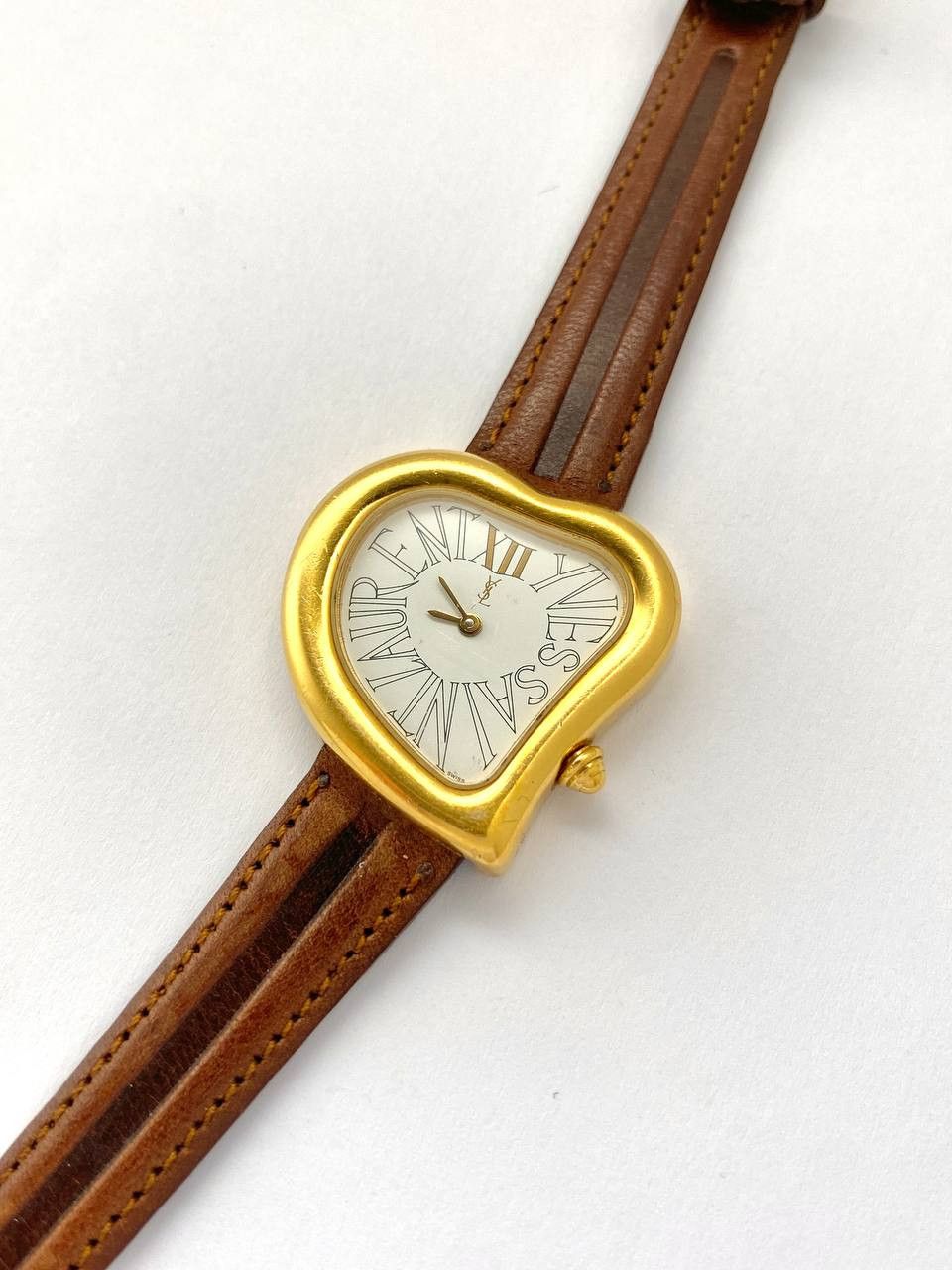 Yves Saint Laurent Saint Laurent YSL Logo Heart Dali Style Gold Wrist Watch Size ONE SIZE - 4 Thumbnail