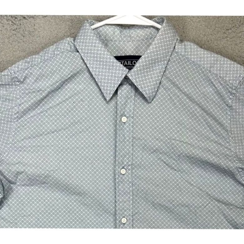 Tom Tailor MTailor Shirt Mens Medium Blue Geometric Button Up Slim Fit Long Sleeve Size US M / EU 48-50 / 2 - 5 Thumbnail