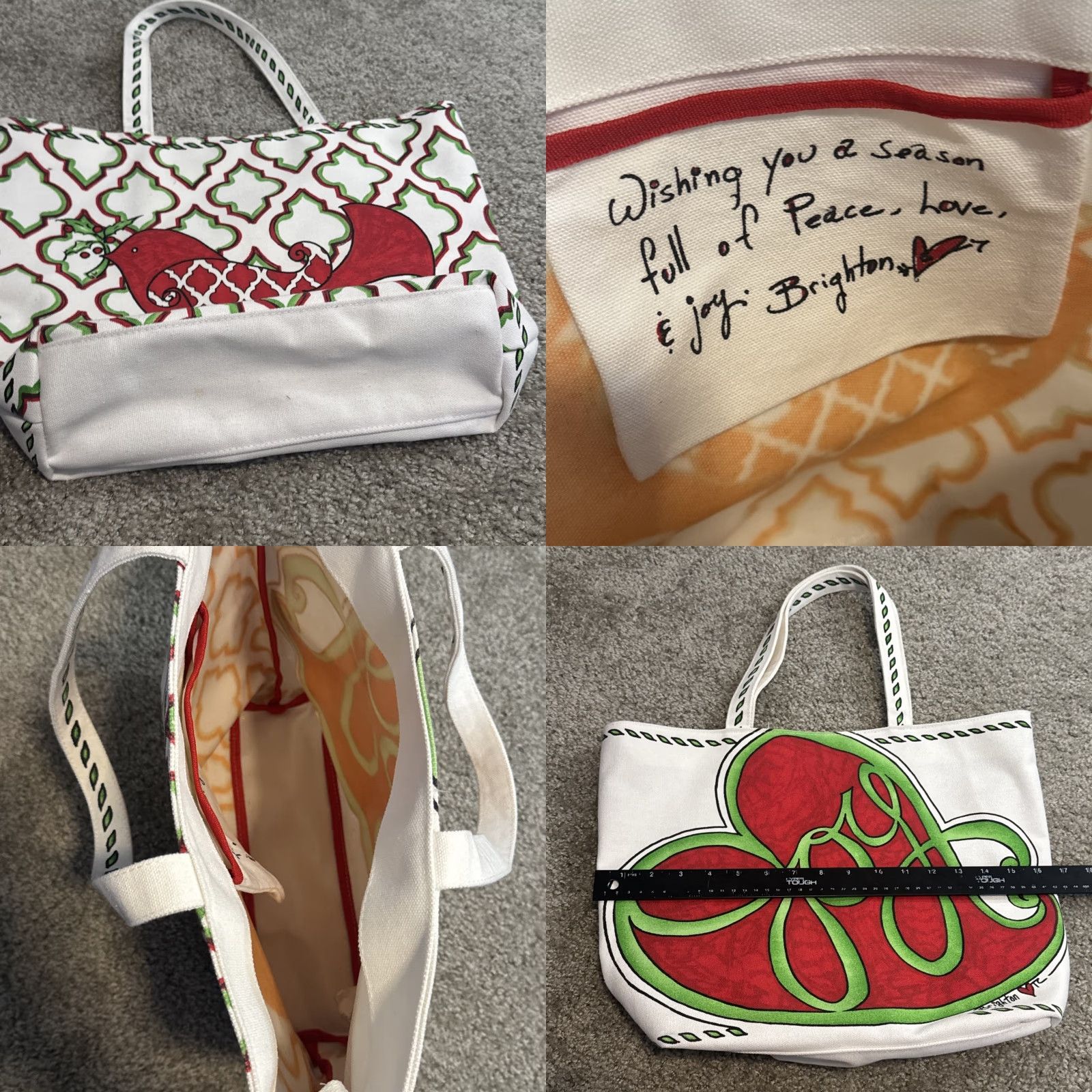 Brighton Brighton Joy Heart Dove Bird Graphic Canvas Tote Bag Women Christmas Bag Tote Size ONE SIZE - 8 Thumbnail