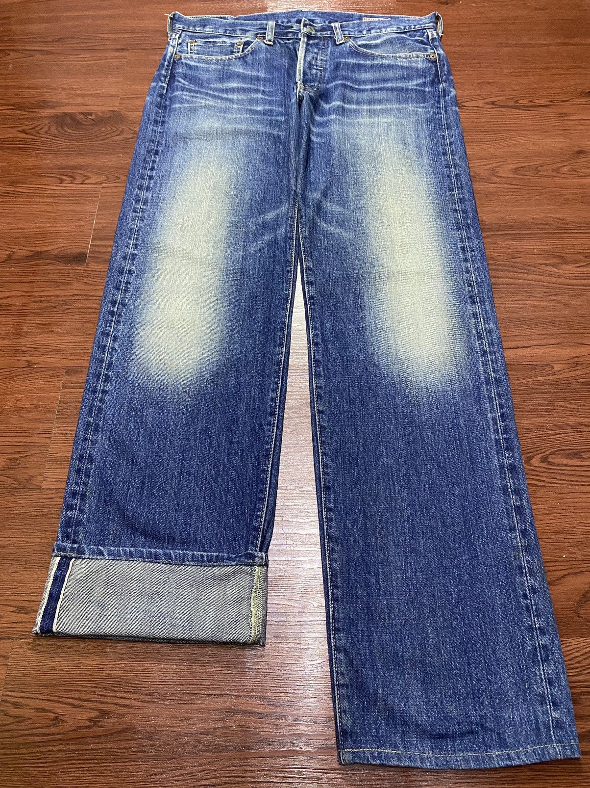 Japanese Brand Vintage Japanese Brands Bartack Selvedge Loose Jeans Size US 35 - 1 Thumbnail