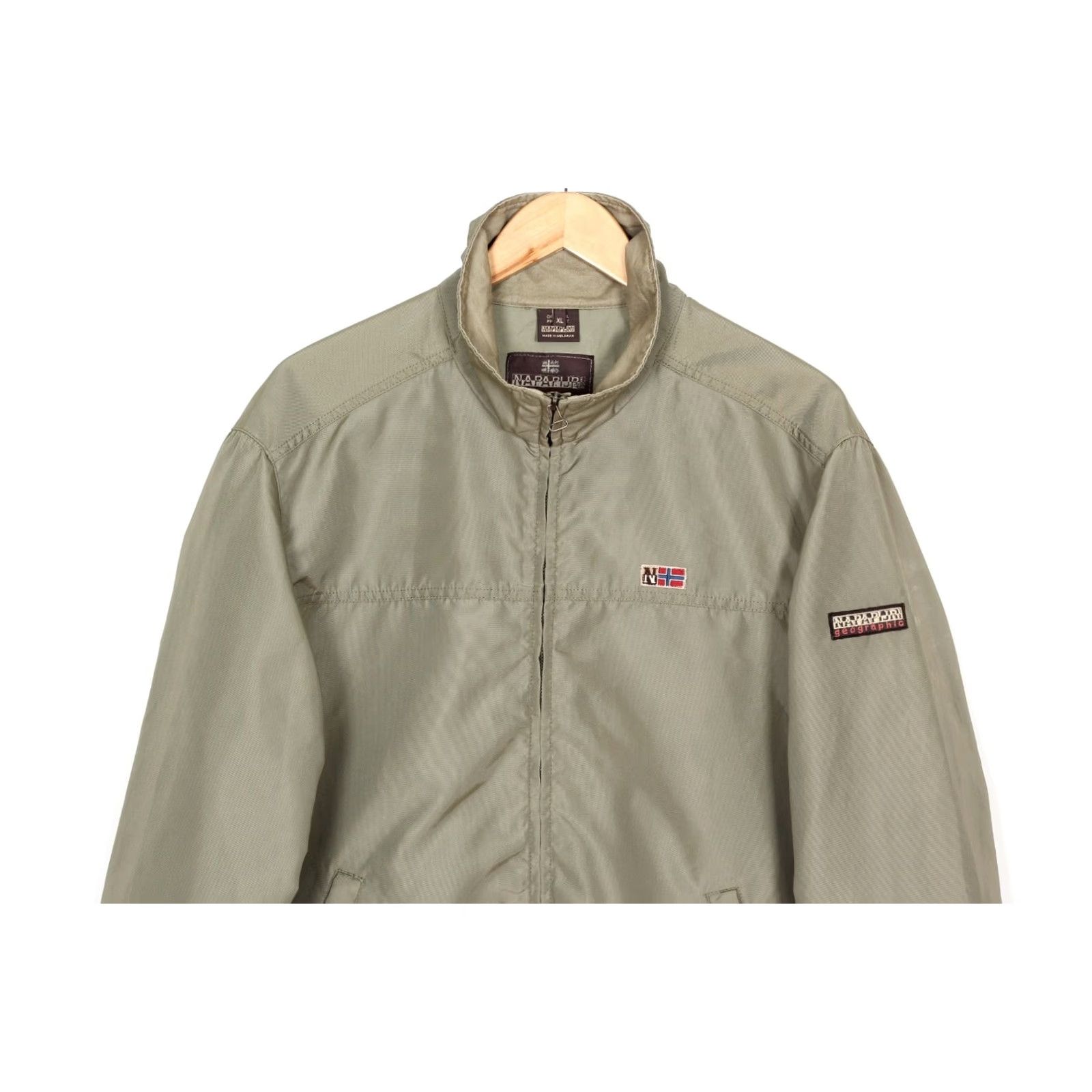 Napapijri NAPAPIJRI Jacket Men XL Khaki Stone Wash Treatment Used Effect Full Zip Canvas Pocket Logo Casual Modern 90s? Size US XL / EU 56 / 4 - 2 Thumbnail