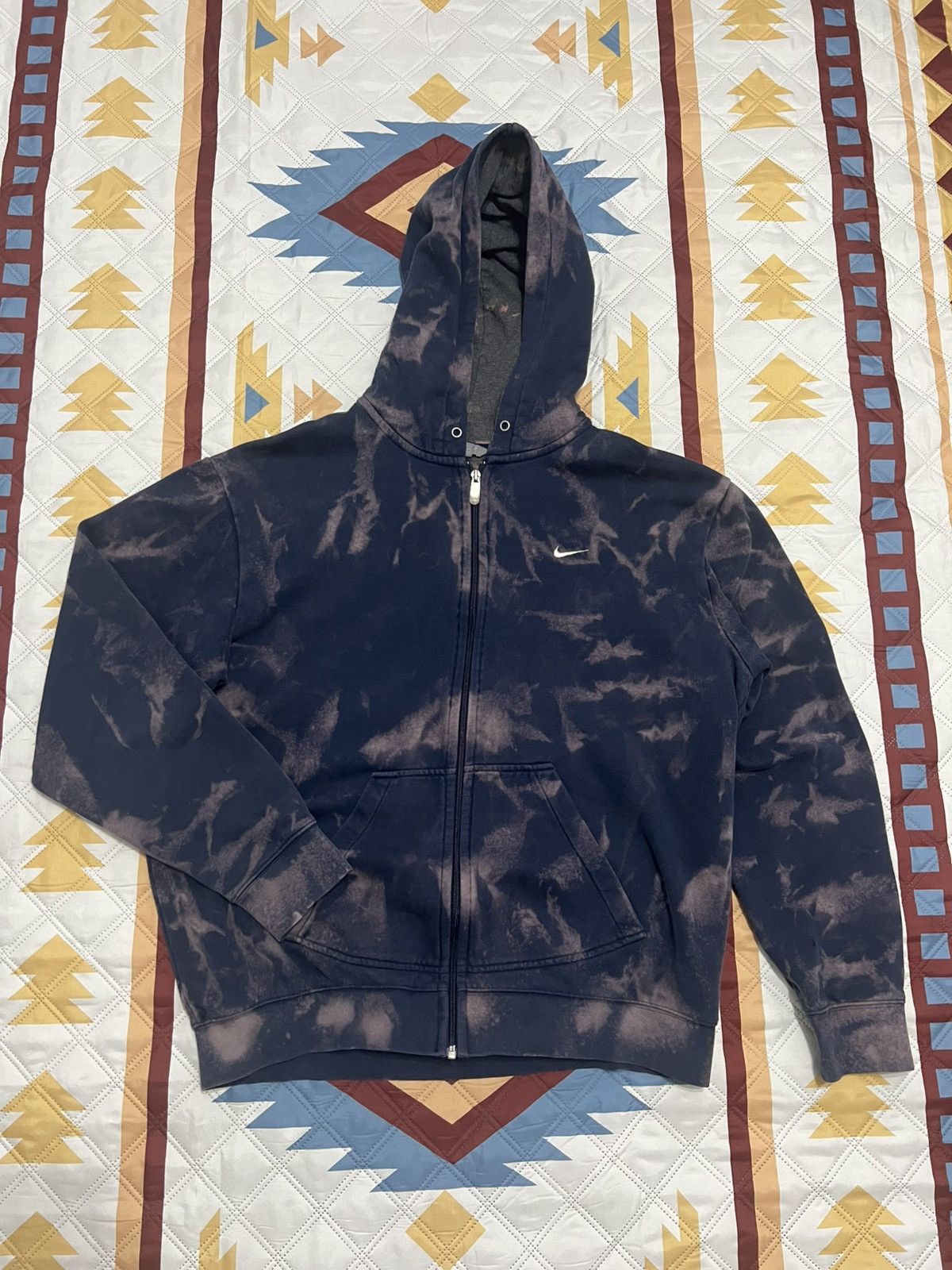Nike Vintage Bleached Nike Zip Hoodie Size US L / EU 52-54 / 3 - 1 Thumbnail
