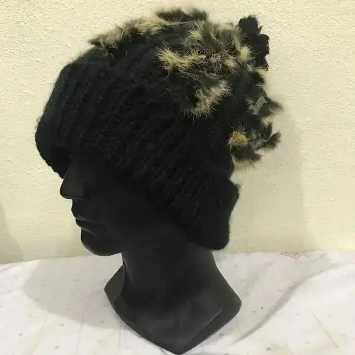 Vintage Japanese Brand Knit Fleece Beanie Hat Size ONE SIZE - 2 Thumbnail