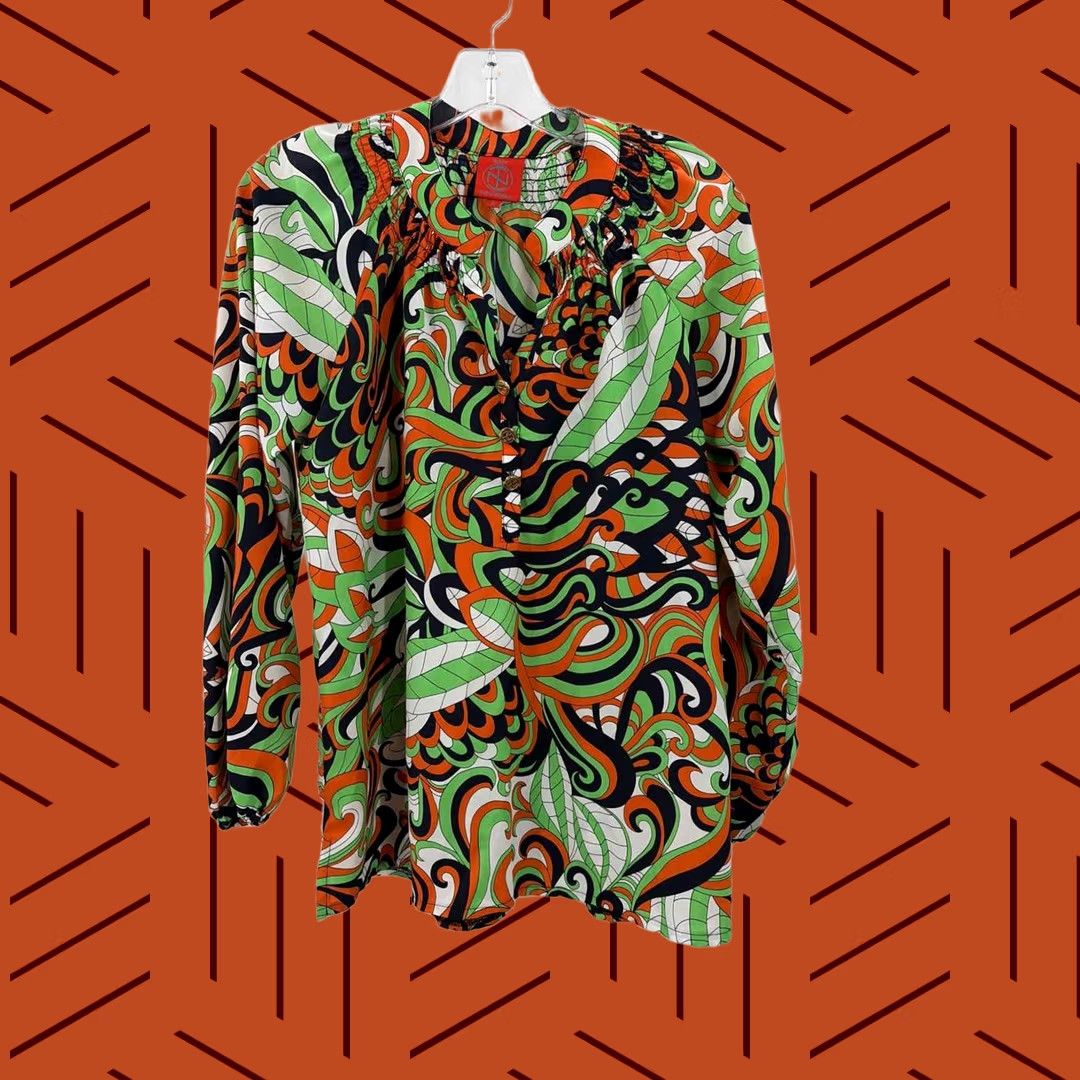 Vintage Pre-Owned Tracy Negoshian Green Size Small Long Sleeve Blouse Size S / US 4 / IT 40 - 1 Thumbnail