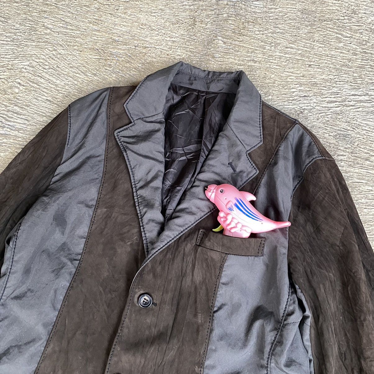 Issey Miyake × Japanese Brand × Vintage Issey Miyake blazer mix leather Size US L / EU 52-54 / 3 - 2 Thumbnail