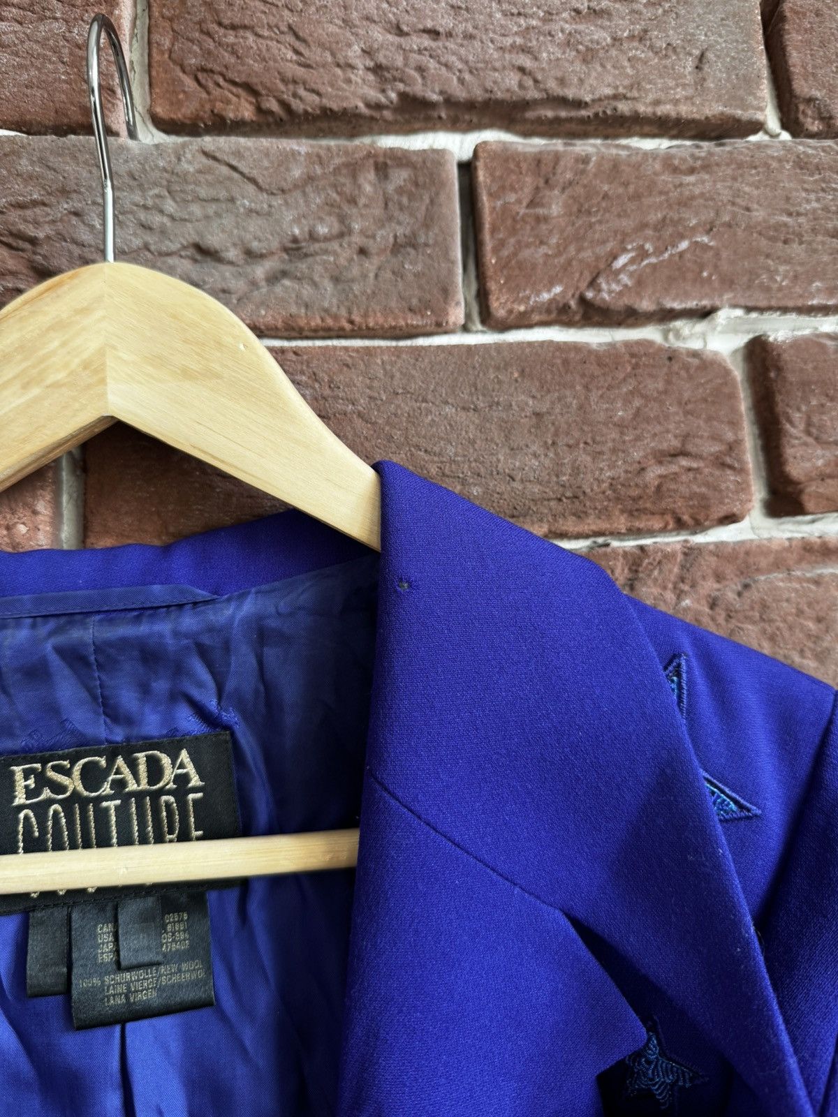 Escada 80s Escada Couture Blue Star Coat Blazer Jacket 38 Size XS / US 0-2 / IT 36-38 - 6 Thumbnail