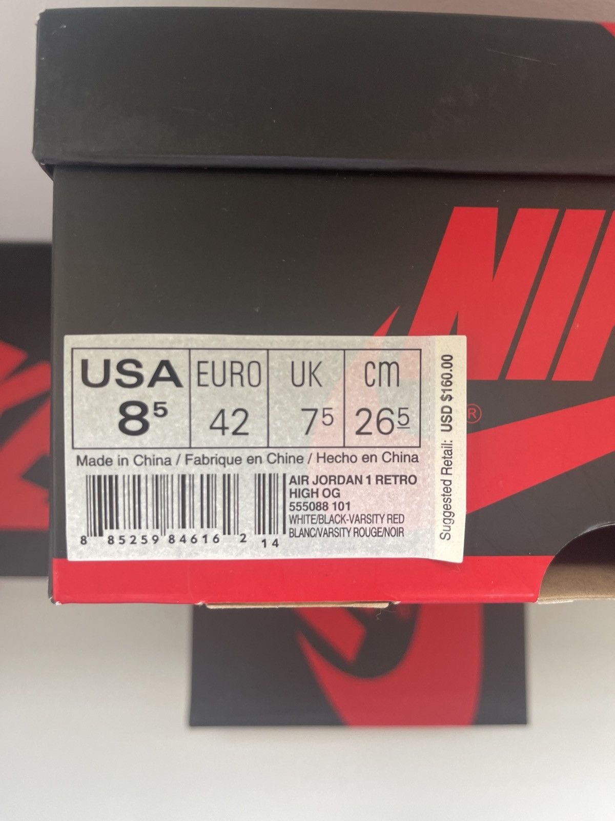 Jordan Brand Nike Air Jordan 1 Retro High Chicago 2015 Red White Black Size US 8.5 / EU 41-42 - 9 Thumbnail