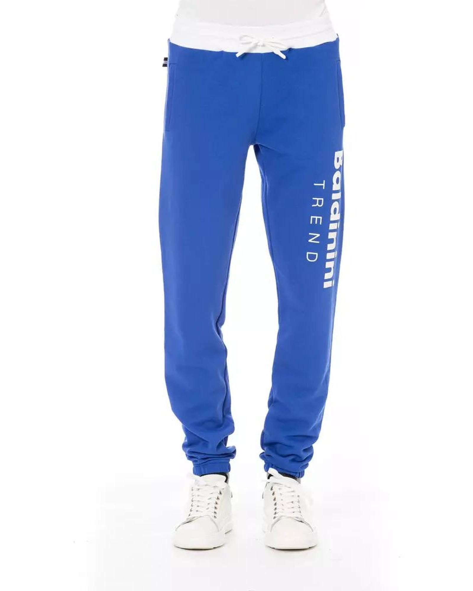 image of Baldinini Fleece Sport Pants With Logo Detail And Pockets in Blue, Men's (Size 32)