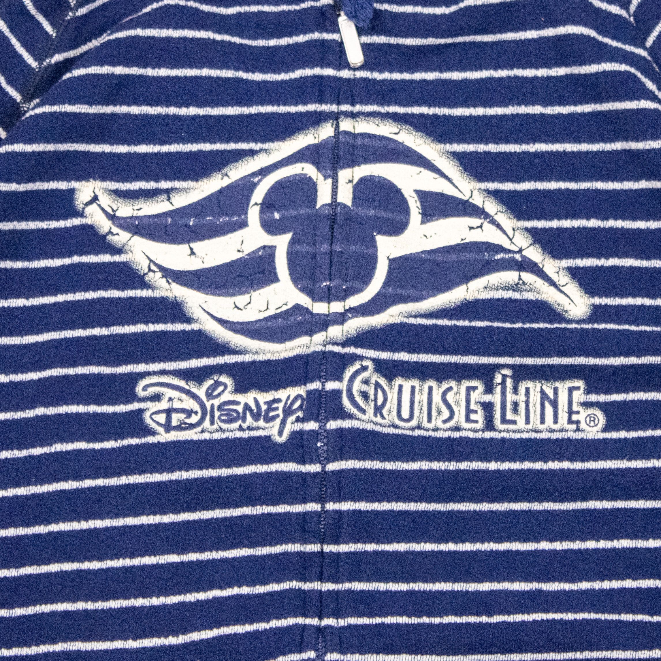 Disney × Mickey Mouse × Vintage Y2K 2000's Disney Cruse Stripped Oversize Navy Zip Hoodie Size US XL / EU 56 / 4 - 4 Thumbnail
