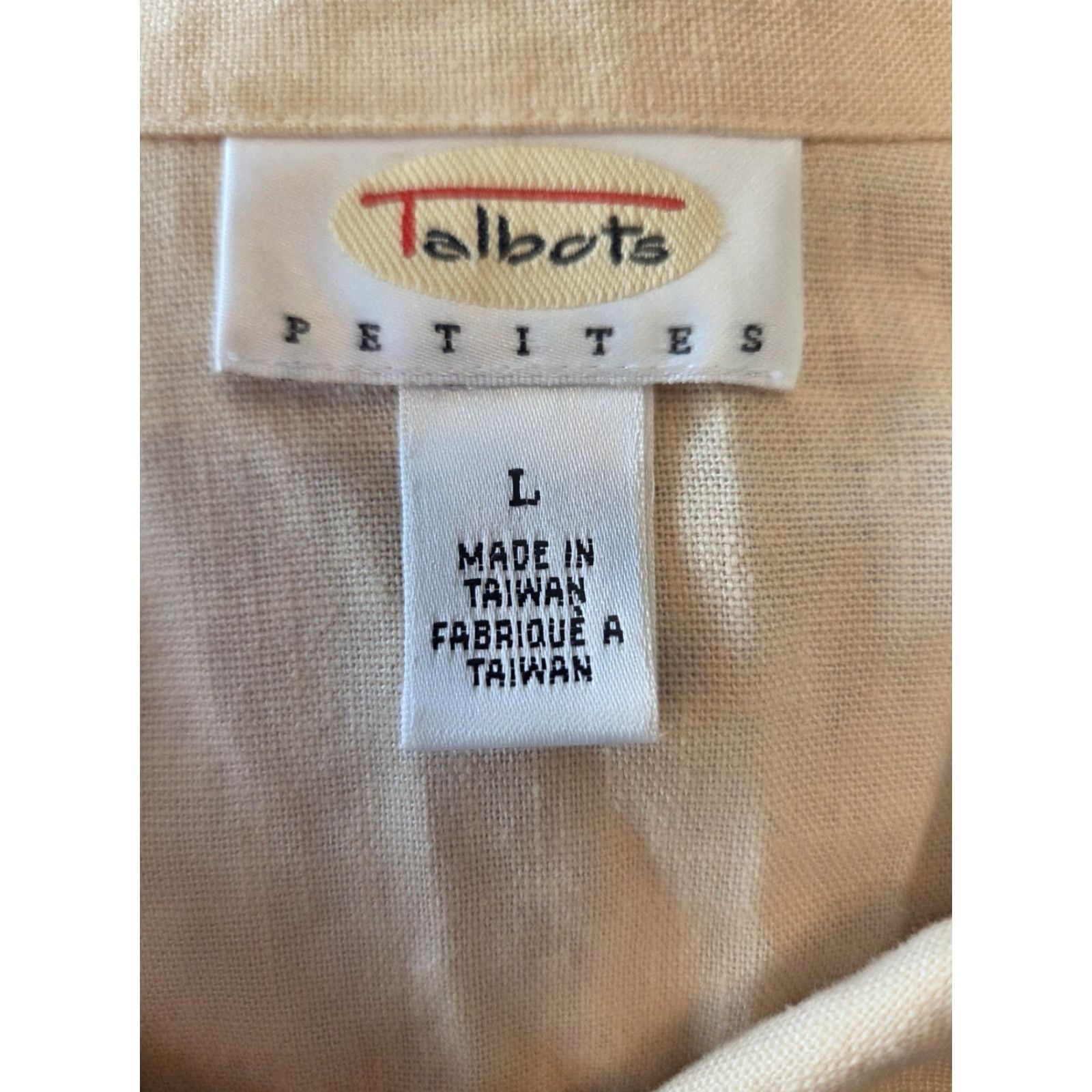 Talbots VINTAGE Talbots Beige Linen Blend Button-Up Shirt Top Petites Sz L 90s Womens Shirt Size L / US 10 / IT 46 - 8 Thumbnail