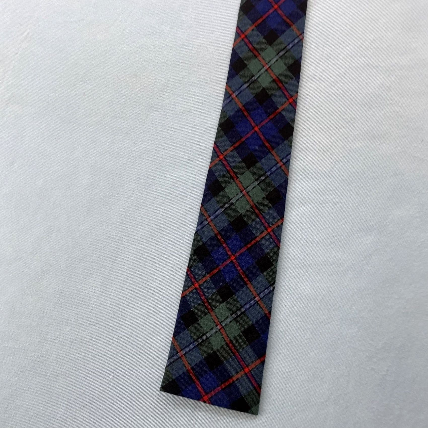 Vintage VINTAGE Melbrooke Tie Tartan Plaid Green Virgin Wool 2.5x51 Neckwear Mens Cap Capsule Necktie 50s Distinctive Square End Size ONE SIZE - 4 Thumbnail