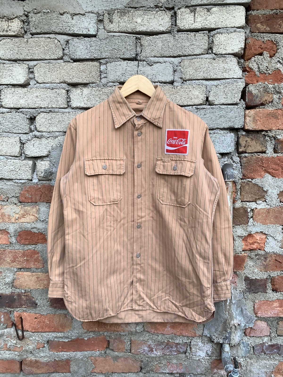 image of Coca Cola Big Logo Button Up Jacket in Orange, Men's (Size Medium)