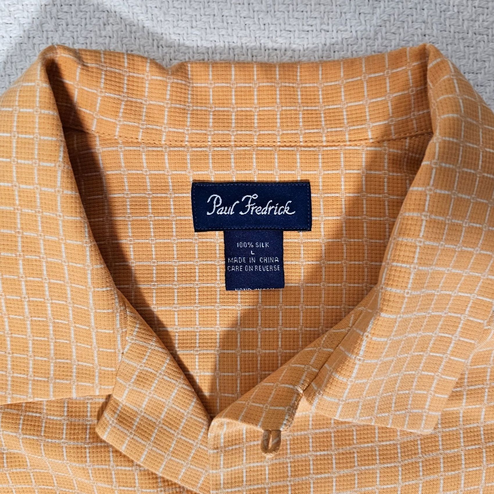 Vintage Paul Fredrick Silk Button-Up Shirt Men's L Orange Checkered Long Sleeve Button-Up Shirt Size US L / EU 52-54 / 3 - 2 Thumbnail