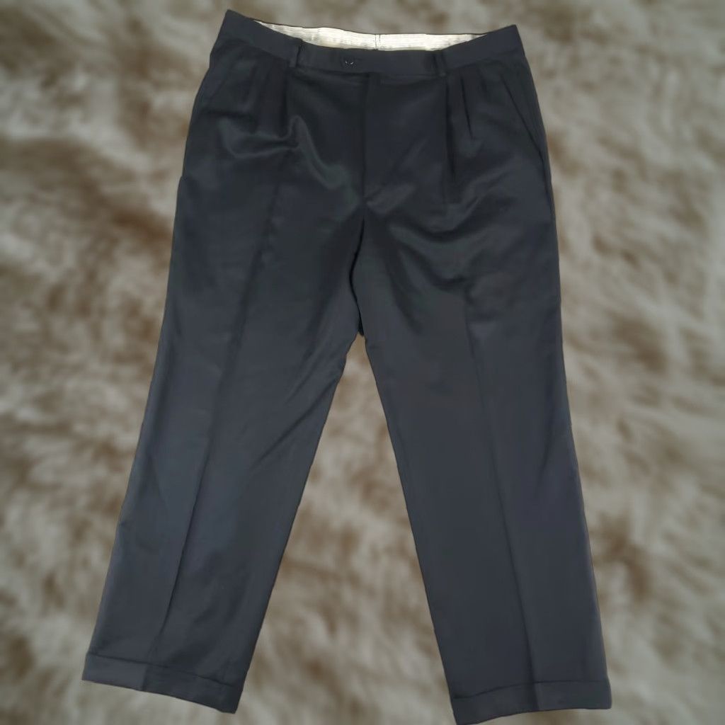 Zanella Zanella Dress Pants Mens 36x30 Black Pleated Trousers Regular Fit Size US 36 / EU 52 - 1 Thumbnail