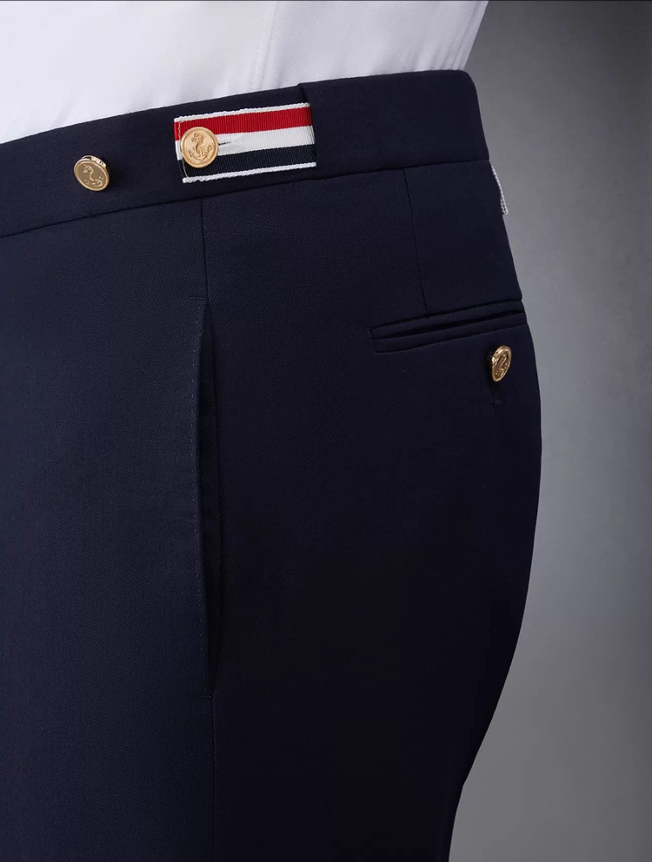 Thom Browne Thom Browne Navy Gold Button Wool Trousers Slim Size 2 Size US 32 / EU 48 - 8 Thumbnail