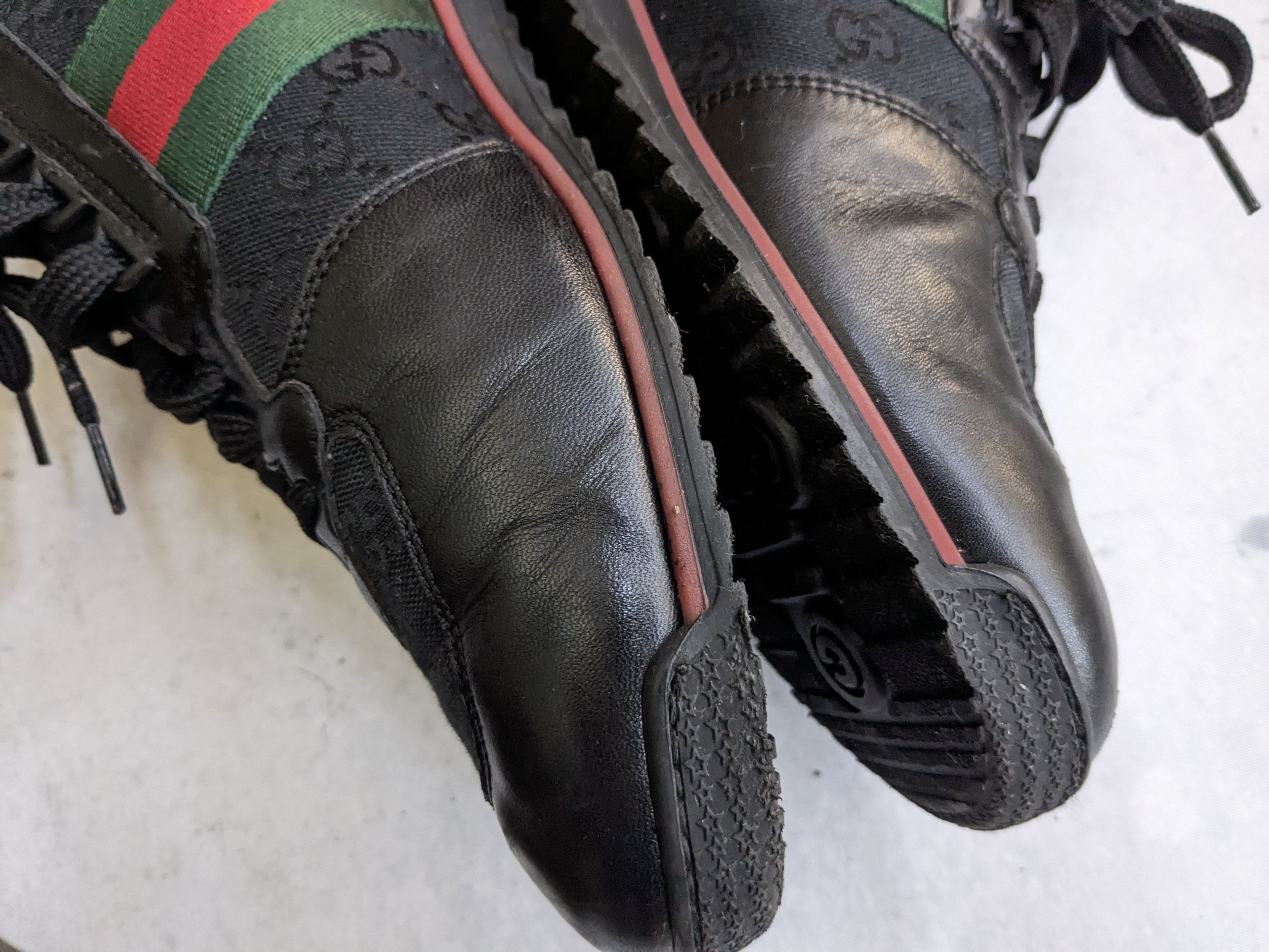 Gucci Gucci Sneakers Black 9.5 Web Leather Low Tops Size US 9.5 / EU 42-43 - 15 Thumbnail