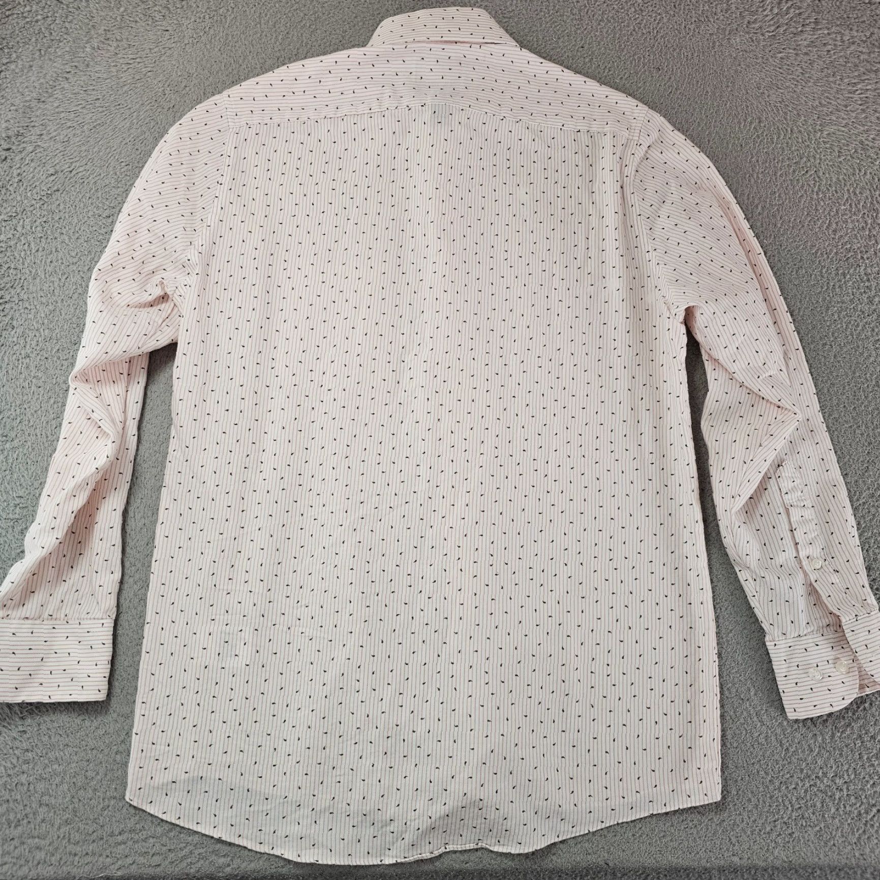 Stafford Stafford Dress Shirt Mens Small 14.5 32/33 Geometric Travel Button Up Beige Cotton Blend Non-Iron Regular Cuff Mens Shirt Size 36R - 6 Thumbnail
