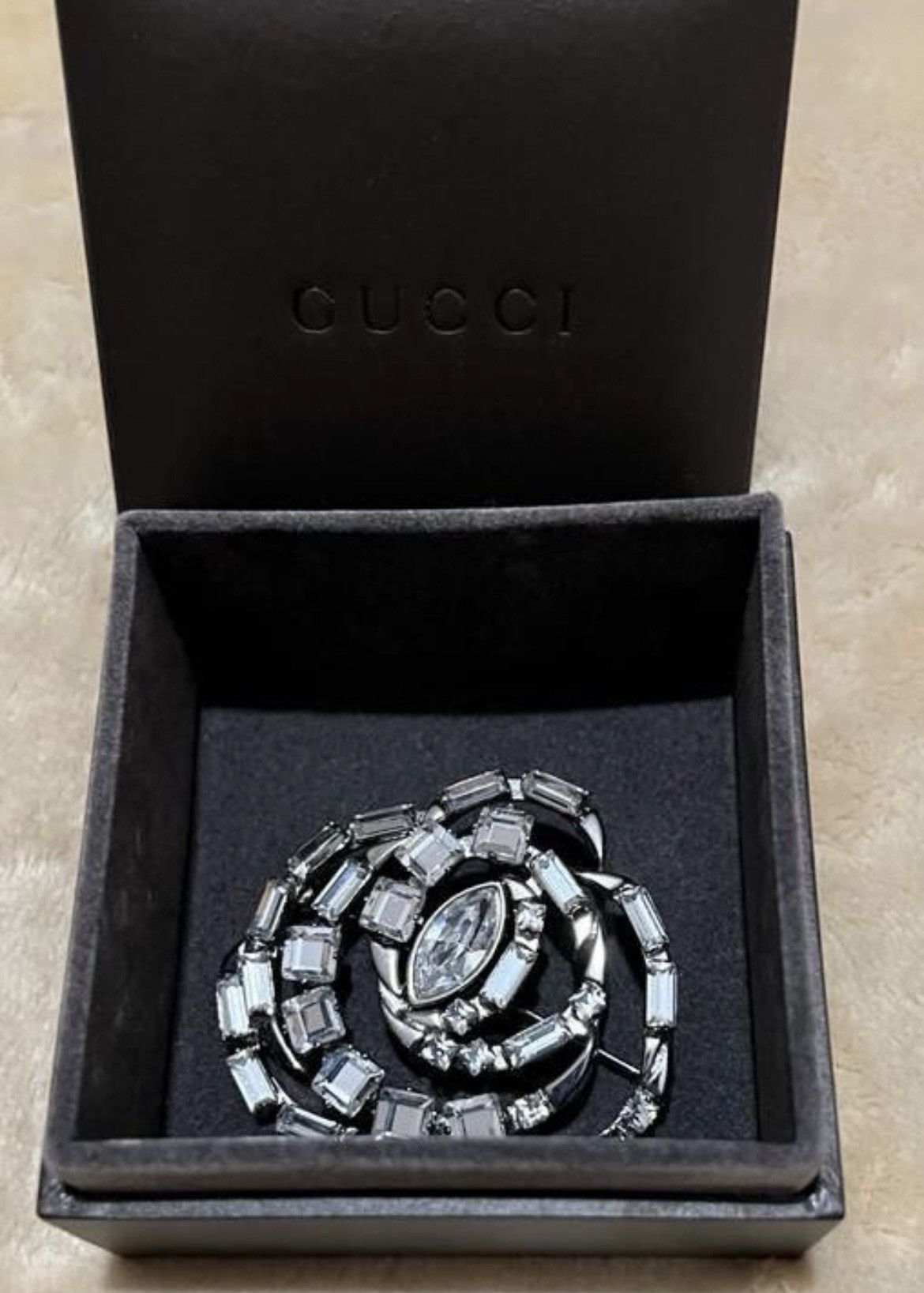 Gucci limited Edition Gucci Rhodium GG Played Crystal brooch Size ONE SIZE - 4 Thumbnail