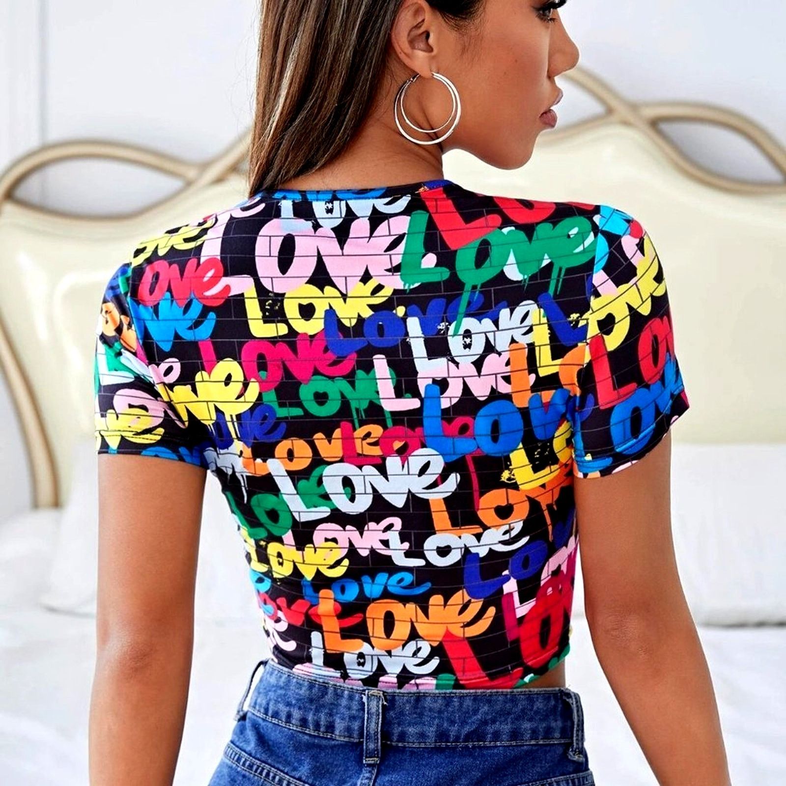 Other Coolane Plus Letter Graphic Love Short Sleeve Crop Tee 12 Size XL / US 12-14 / IT 48-50 - 4 Thumbnail
