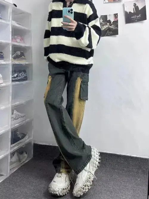 Japanese Brand × Jean Vintage washed patchwork pocket rare cargo jeans Size US 32 / EU 48 - 2 Thumbnail