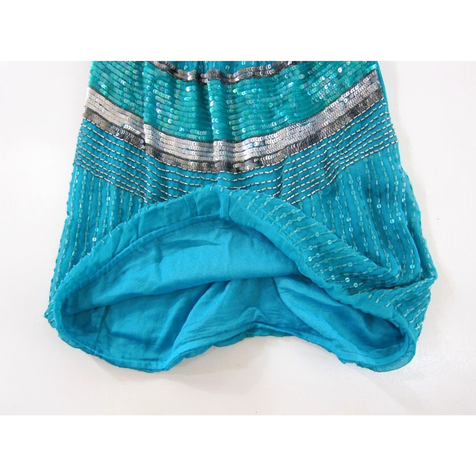 Vintage Chelsea Flower Tank Top Women M Blue 100% Rayon Beaded Spaghetti Strap Round Neck Sleeveless Size M / US 6-8 / IT 42-44 - 7 Thumbnail