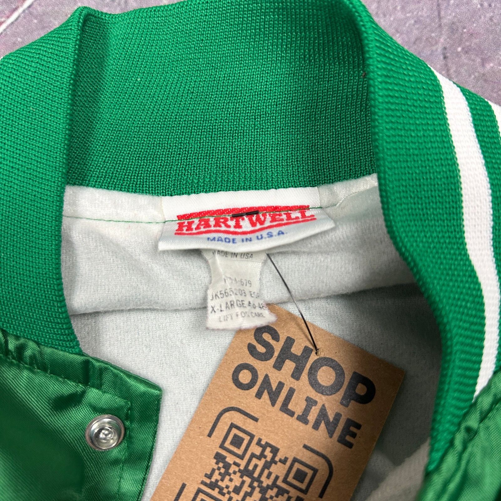 Vintage 70s Green Lena Chain Stitched Satin Bomber Jacket XL AB59 Size US XL / EU 56 / 4 - 6 Thumbnail