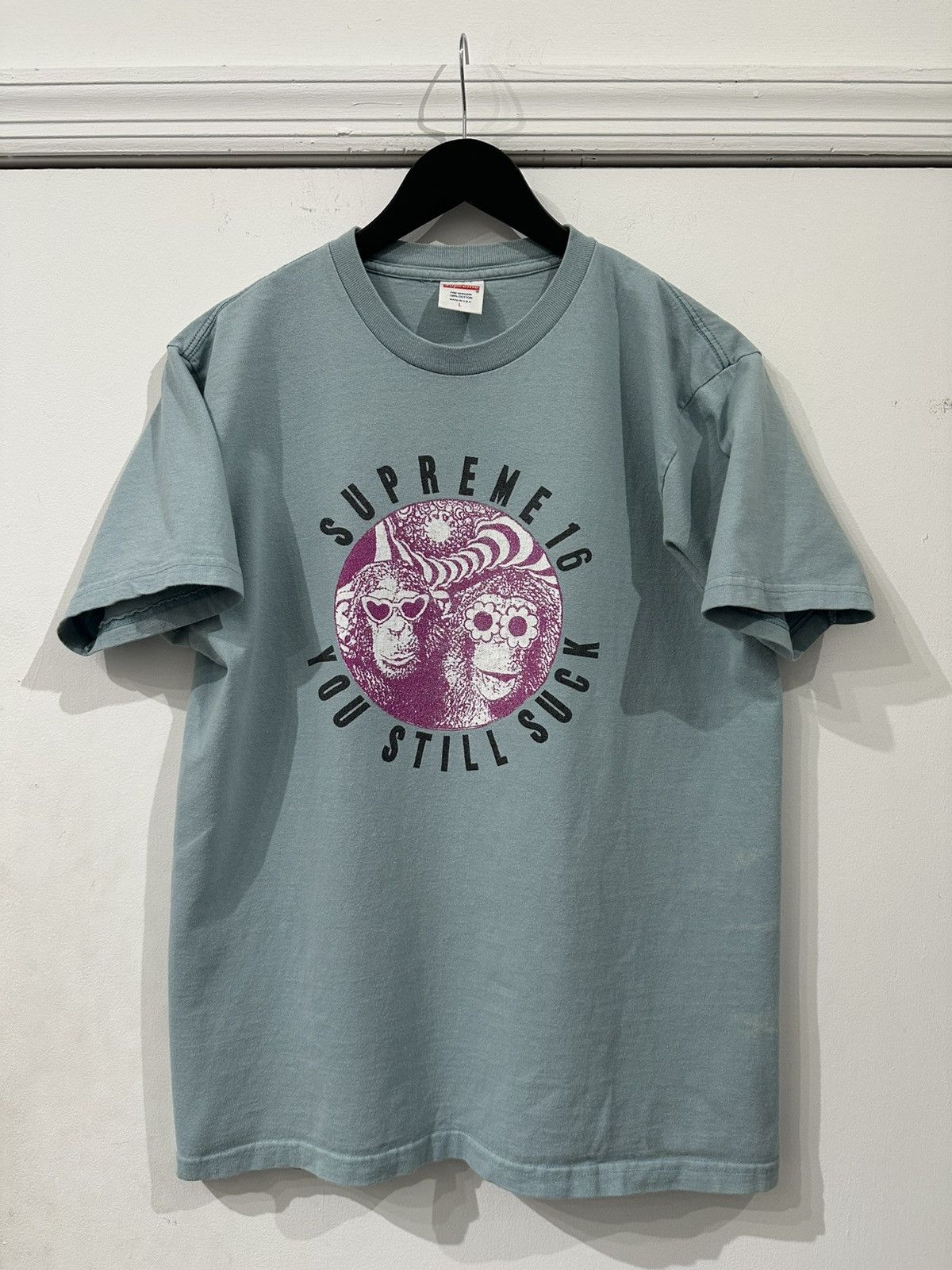 Supreme Supreme “You Still Suck” Monkey T-Shirt Dusty Teal Size L Size US L / EU 52-54 / 3 - 1 Thumbnail