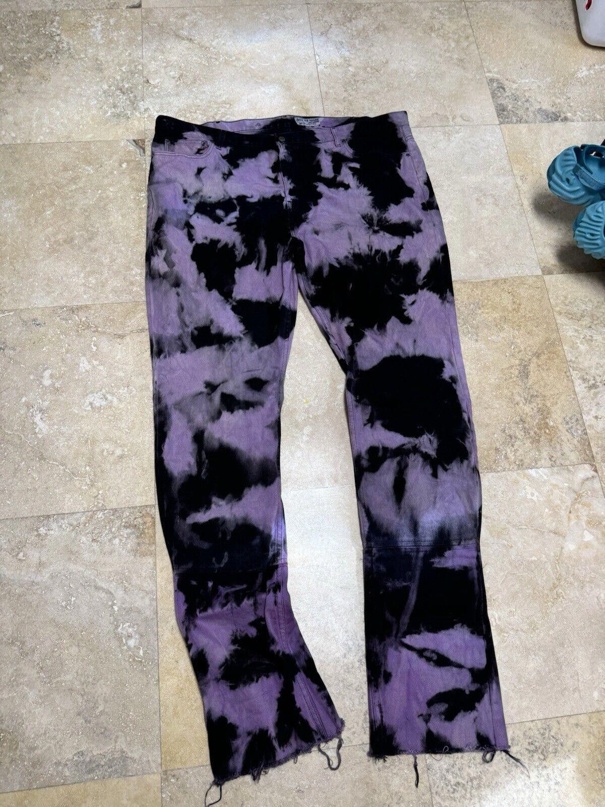 Designer Custom Streetwear Stacked Jeans Tie Dyed Purple Halloween Size US 44 / EU 60 - 4 Thumbnail