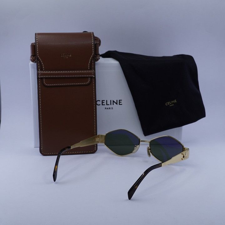 Celine Celine CL40254U 30N Sunglasses Gold Geometric Frame Size ONE SIZE - 11 Thumbnail