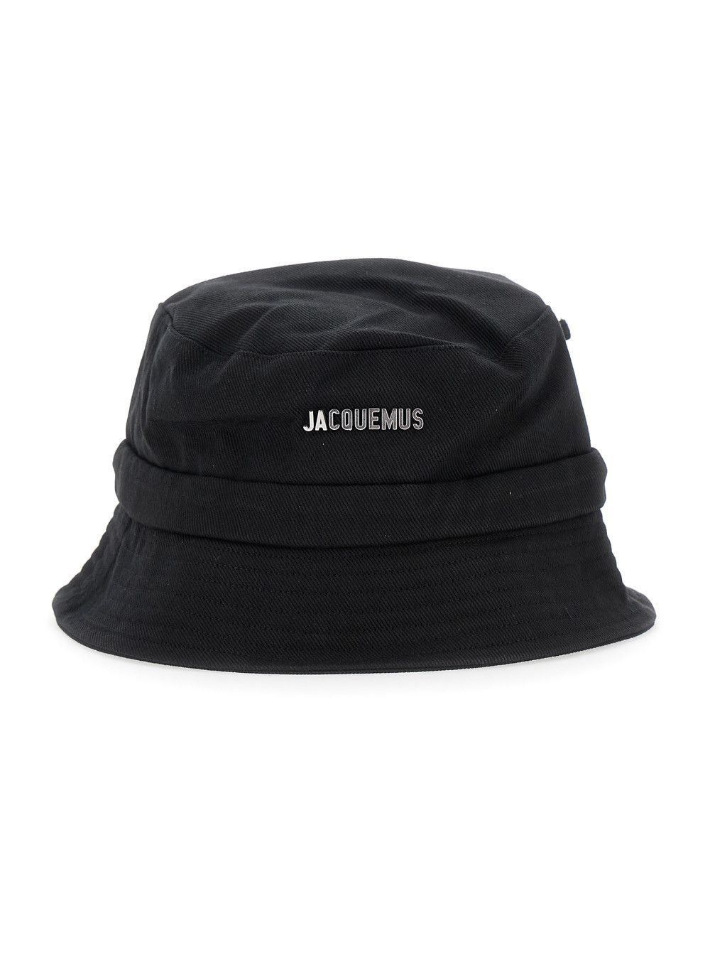 Jacquemus Men's 'Le Bob Gadjo' Black Fisherman Hat with Front Lettering Logo and Knot Closure at the Back in Cotton Size ONE SIZE - 1 Thumbnail