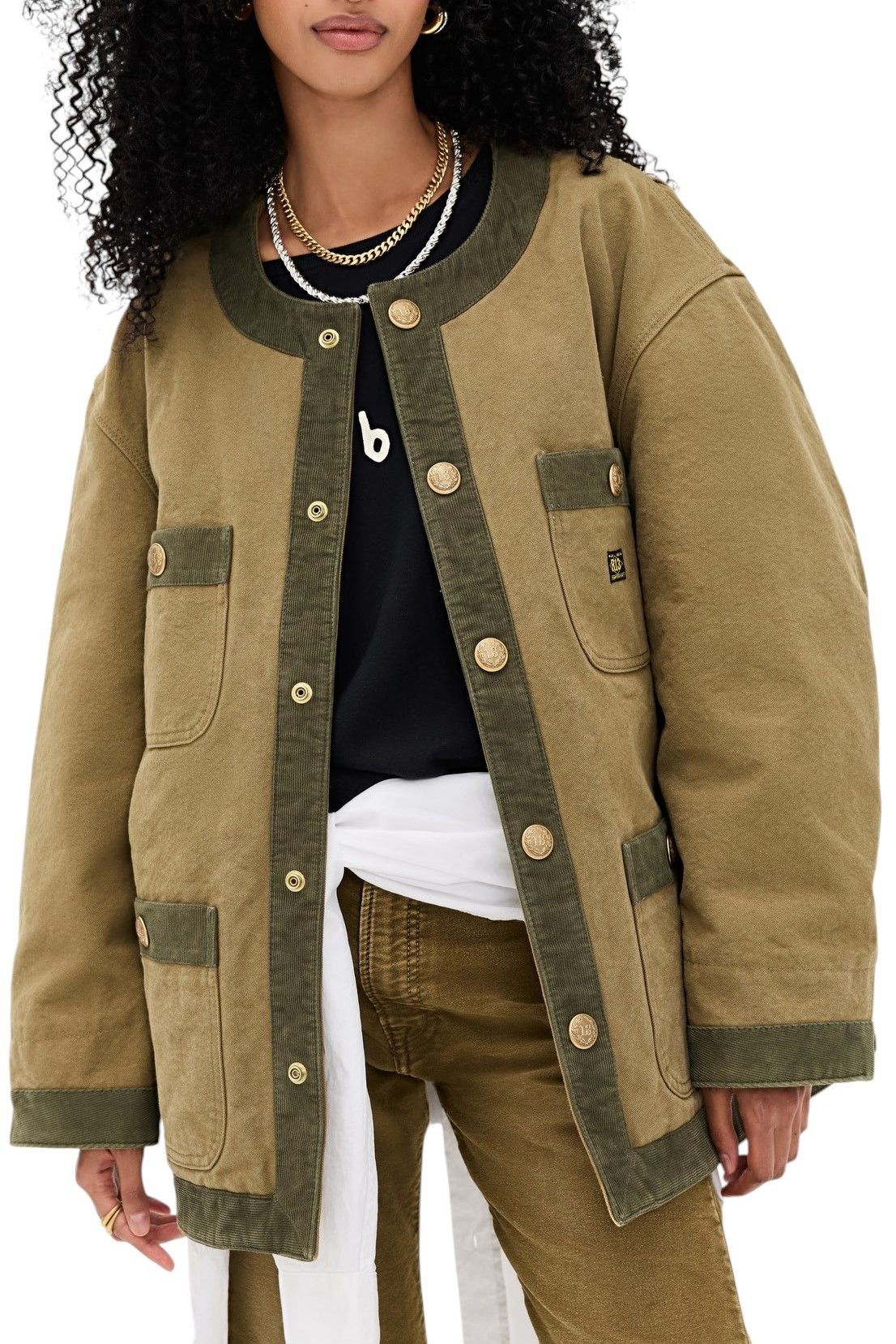 R13 CORD TRIMMED CHORE S Dusky Tan Canvas Oversized 86708 Size S / US 4 / IT 40 - 1 Thumbnail