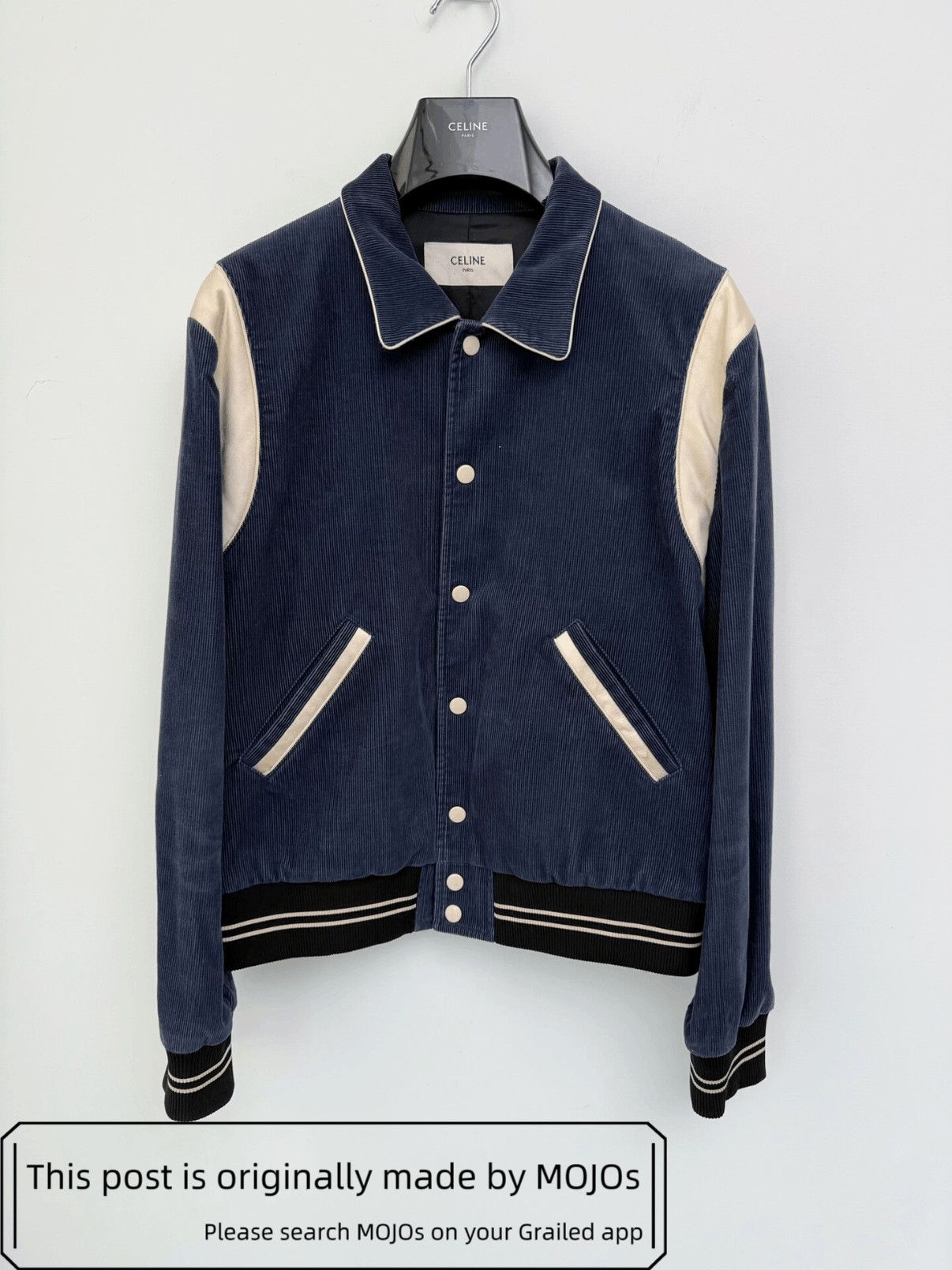 Celine Sz 52 Celine 20SS Curduroy Navy Teddy Jacket mojos061226 Size US L / EU 52-54 / 3 - 1 Thumbnail