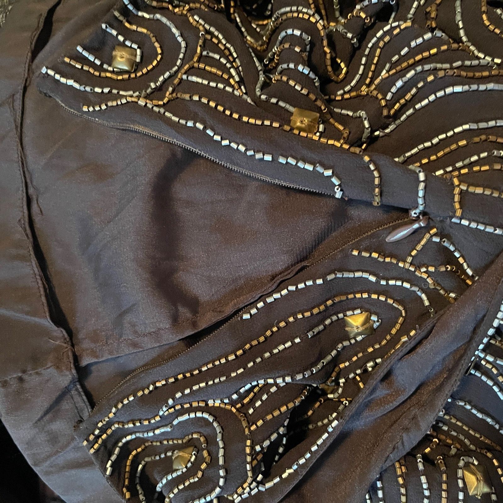 Other Anaikka Beaded Copper & Silver Coca Sleeveless Mini Dress Size XS / US 0-2 / IT 36-38 - 7 Thumbnail