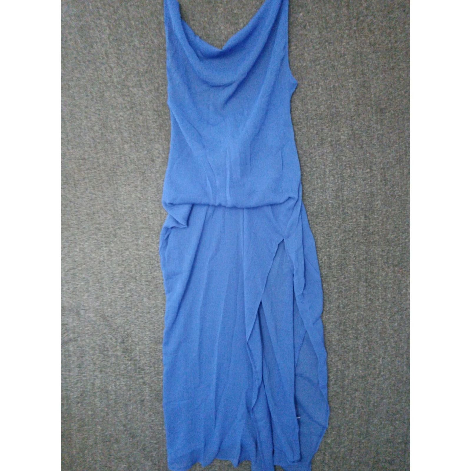 Vintage Toluca Swim Cover Up Maxi Cowl Neck Sheer Dress Blue L Womens Beach Sleeveless 60s? Size L / US 10 / IT 46 - 2 Thumbnail