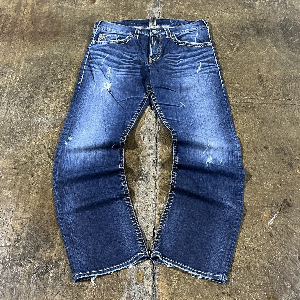 Affliction × Vintage Crazy Y2K Affliction Style Jeans Faded Boot Cut Wide Leg Size US 36 / EU 52 - 2 Thumbnail