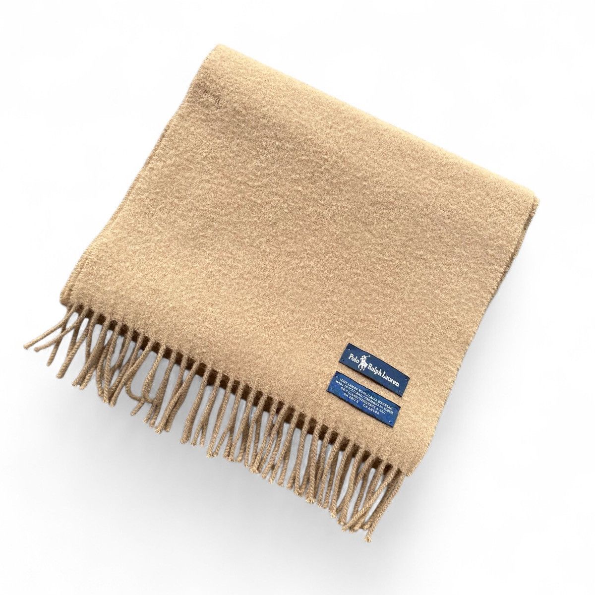 Polo Ralph Lauren Polo Polo Ralph Lauren Soft Taupe Pure 100%Wool Scarf Size ONE SIZE - 1 Thumbnail